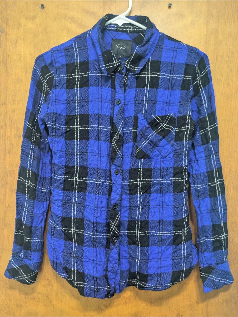 Blue & Black Plaid Button-Up Shirt for Women